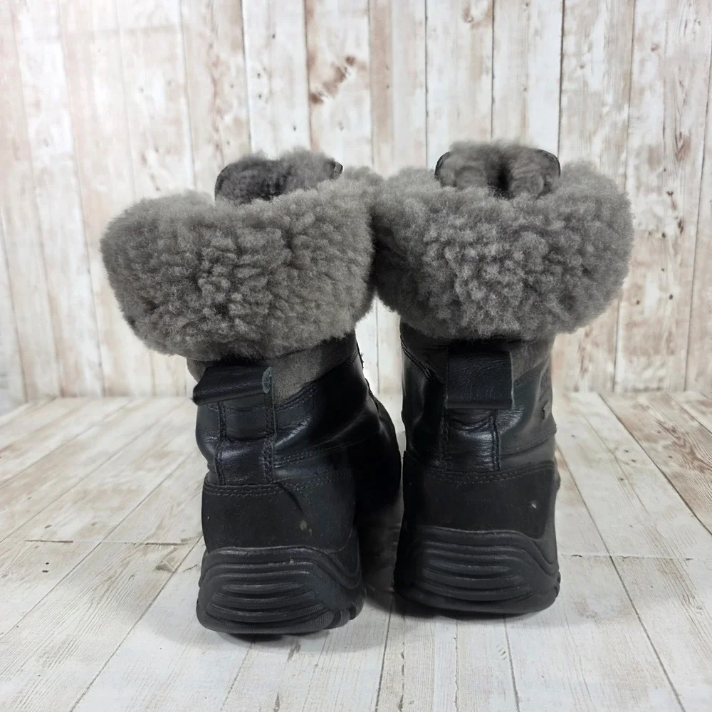 UGG Australia Adirondack II Black‎ Leather Waterproof Winter Boots 1906 Womens 6